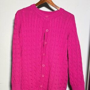 Woman Within Fuchsia Cable Knit Cardigan